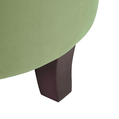HomePop 19" Velvet Button Tufted Round Storage Ottoman - Green - color: Green