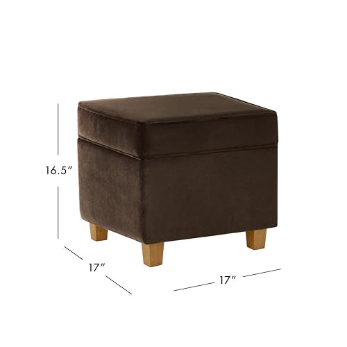 HomePop 18" Classic Square Storage Ottoman - Chocolate Brown Velvet - color: Chocolate Brown Velvet