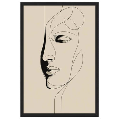 Black Framed Abstract Minimalist Line Art Poster Canvas Print Art Modern Contemporary Wall Art Painting Pictures Wall Decor Elegant Home Decoration for Living Room Bedroom Office Apartment (Black framed,12W"X16L")
