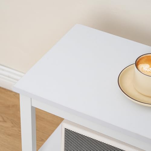 HOOBRO End Table, Simple Rustic Side Table with 3-Tier Storage Shelf, Narrow Nightstand for Small Spaces, Easy Assembly, for Living Room, Bedroom, Industrial Design, White WT14BZ01 - color: White