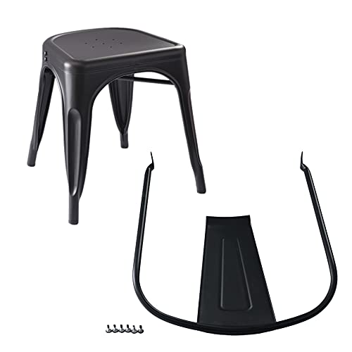Amazon Basics Metal Dining Chairs, Easy to Assemble, Indoor/Outdoor, Stackable, Matte Black, 4-Pack - color: Matte Black