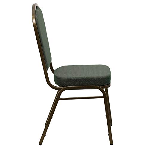 Flash Furniture Hercules Fabric Crown Back Stackable Banquet Chair, Green | Gold Vein Frame, Fabric Upholstery - color: Green Patterned Fabric/Gold Vein Frame, size: Set of 1