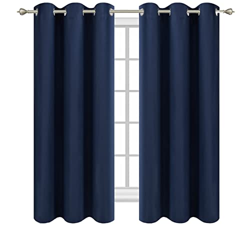 Diraysid Navy Blue Grommet Blackout Curtains for Bedroom Thermal Insulated Room Darkening Curtains Drapes, 42 x 54 inch, 2 Panels - color: Navy Blue, size: 42"W x 54"L (Pack of 2)