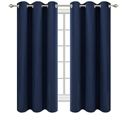 Diraysid Navy Blue Grommet Blackout Curtains for Bedroom Thermal Insulated Room Darkening Curtains Drapes, 42 x 54 inch, 2 Panels - color: Navy Blue, size: 42"W x 54"L (Pack of 2)
