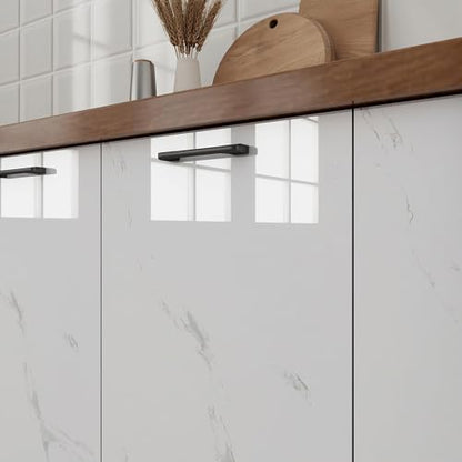 Glossy Marble Contact Paper Peel and Stick Wallpaper 17.7"x197" White | Removable Waterproof Vinyl Wall Paper for Countertops Kitchen Cabinets Backsplash Furniture - color: White, size: 17.7"W x 197"L