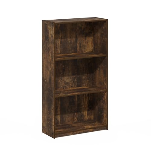 Furinno Basic Book Shelf, 3-Tier Modern Bookshelf, Bookcase with Open Shelves, 9.3 x 21.8 x 39.5, for Living Room, Bedroom, Home Office, Amber Pine - color: Amber Pine, size: 3-Tier