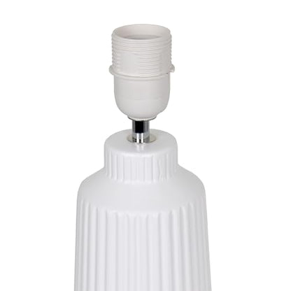 Simple Designs LT1169-OFF 15.94" Glow & Flow Minimalist Grooved Ceramic Table Lamp, Monochromatic Fabric Shade, Textured Accent Lighting, for Bedroom, Office, Living Room, Off-White - color: Off-White