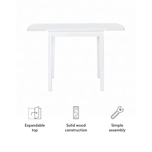 Linon Torino White 30" Square Drop Leaf Table - 30" X 48" Fully Extended - color: White