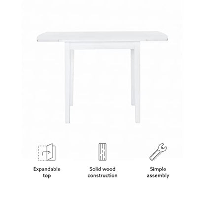Linon Torino White 30" Square Drop Leaf Table - 30" X 48" Fully Extended - color: White