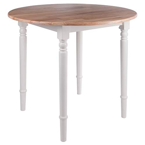 Winsome Sorella Round Double Drop Leaf Dining Table, 30", Natural/White | Practical Compact Kitchen & Dining Table for Eating, Studying, Work From Home, Space Saving Furniture for Dorms, Apartments - color: Natural / White, size: Table