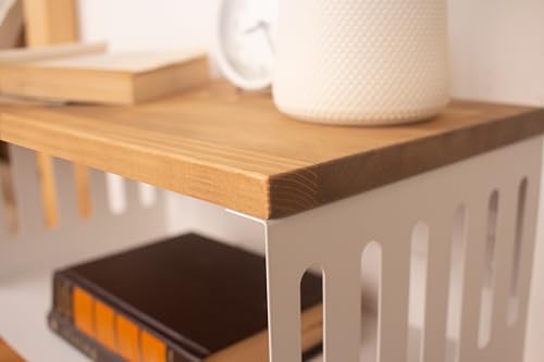 Floating Nightstand with White Metal Base, Wooden Top and Sturdy Metal Base, Minimalist Bedside Table, Wall Mounted Shelf, Bedside Shelf (Capetown) - color: Capetown
