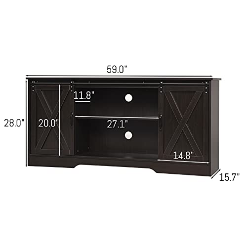 4 EVER WINNER TV Stand for 65 Inch TV, Farmhouse TV Stand with Storage Cabinets and Adjustable Shelves, Media Entertainment Center TV Console Table for Living Room, Bedroom, Dark Brown - color: Espresso