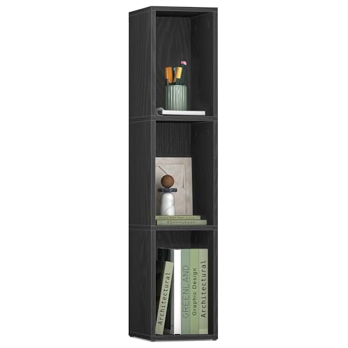 VASAGLE CUSTOS Collection - Bookshelf, 3-Tier Bookcase, Book Shelf, Open Storage Shelf, 9.4 x 7.9 x 37.3 Inches, for Living Room, Home Office, Dining Room, Ebony Black ULBC523B01 - color: Ebony Black, size: 3 Tiers (7.9"W)