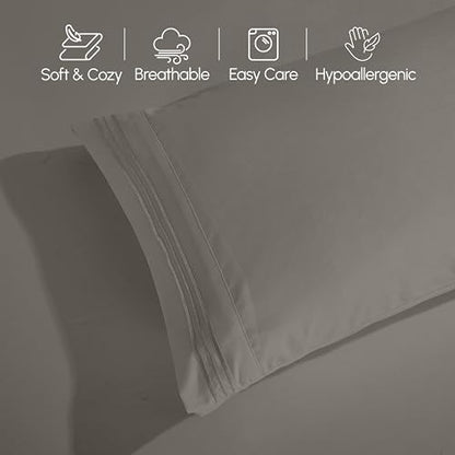 Elegant Comfort Luxury 1500 Premium Hotel Quality Microfiber 5-Piece Sheet Set - Wrinkle Resistant, All Around Elastic Fitted Sheet, Deep Pocket up to 16", Split King, Grey - color: Grey, size: Split King