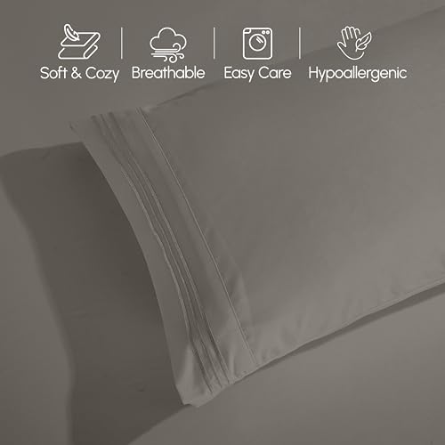 Elegant Comfort Luxury 1500 Premium Hotel Quality Microfiber 4-Piece Sheet Set - Wrinkle Resistant, All Around Elastic Fitted Sheet, Deep Pocket up to 16", Full, Grey - color: Grey, size: Full