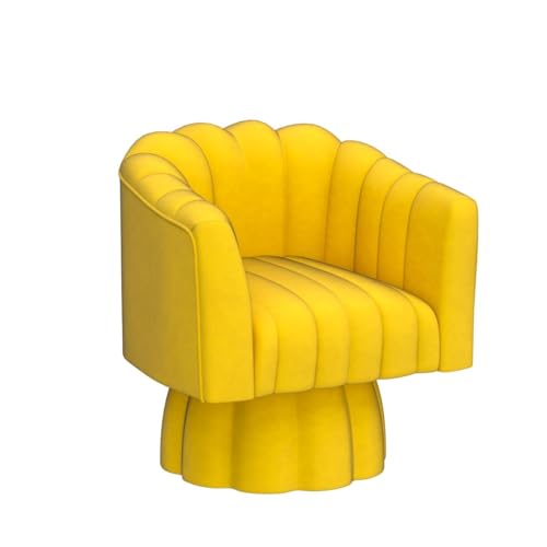 Dewhut Swivel Barrel Accent Chair, Velvet Reading Armchair, Yellow, Set 1 | Mid Century Style, Modern Round ArmChair With 360° Swivel Base, For Living Room / Bedroom / Office - color: Yellow