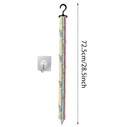Plush Doll Hanging Storage Rope Display Rack with 8 Clips – Wall Hanging Organizer for Keychain Plushies, Mini Toys– Holds up to 3kg (2 PCS Rainbow 6) - color: 2 PCS Rainbow 6