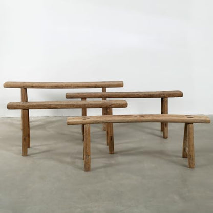 Approx. 3-3.5ft. Long Vintage Noodle Bench Weathered Natural (Size & Finish Vary) - size: 19.6H x 50W x 5.5L