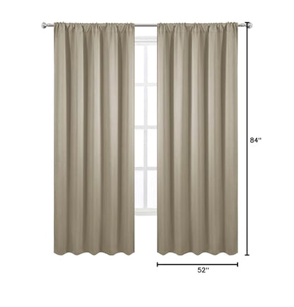 Blackout Curtains 52 x 84 inch/Beige Curtains Set of 2 Panels/Thermal Insulated Room Darkening Bedroom Curtains - color: Beige, size: 52"W x 84"L (Pack of 2)