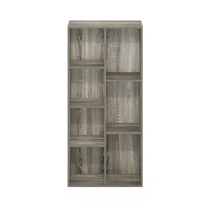 Furinno LUDER Book Shelf, 7-Cube Bookshelf, Bookcase with Open Shelves, 9.4 x 19.5 x 41.7, Easy Assembly, for Living Room, Bedroom, Home Office, French Oak - color: French Oak, size: 7-Cube