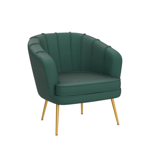 Velvet Accent Chair, Barrel Armchair, Green | Velvet Upholstery, Golden Metal Legs, Comfy Barrel Back, Modern Style, Living Room Bedroom Office - color: Green, size: 1 Chair