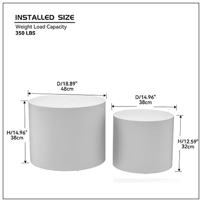 JUSTONE Set of 2 Nesting Coffee Table,Modern Round Wood Accent Side End Table for Living Room Bedroom and Entryway, Apartment,Nesting Tables for Small Spaces No Assembling (Matte White) - color: Round-white-14.9"h