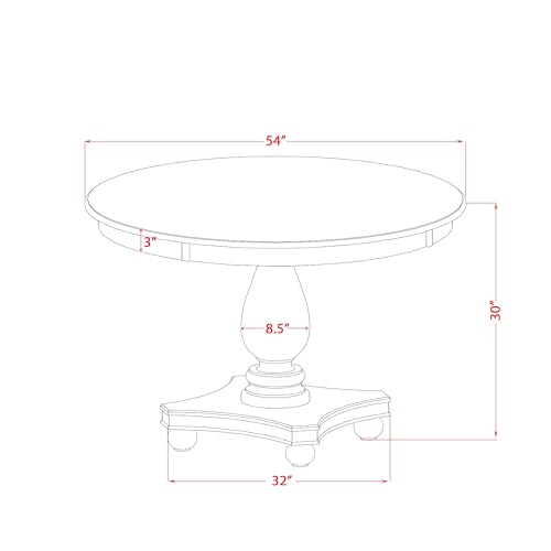 F52-0N-TP - Kitchen Table with Acacia Wood Round Tabletop, Antique Walnut Finish - color: Antique Walnut, size: 54x54 Inch