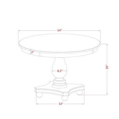 F52-0N-TP - Kitchen Table with Acacia Wood Round Tabletop, Antique Walnut Finish - color: Antique Walnut, size: 54x54 Inch