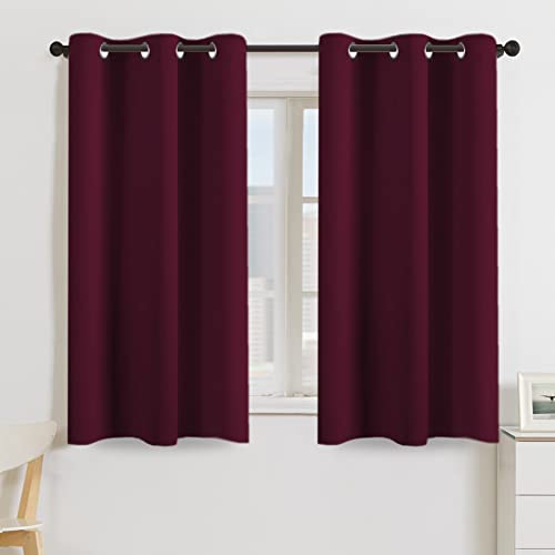 Turquoize Burgundy Blackout Window Drapes Room Darkening Themal Insulated Grommet/Eyelet Top Nursery/Living Room Curtains for Bedroom/Living Room Each Panel 42 in x 54 in (W x L) (Set of 2 Panels) - color: Burgundy, size: 42"W x 54"L (Pack of 2)