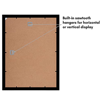 Americanflat 12x16 Picture Frame with Shatter-Resistant Glass - Set of 2 - Use as 8x12 Frame with Mat or Display 12x16 Photo Without Mat - Signature Collection - Picture Frames for Wall - Black | Engineered Wood construction, Shatter-resistant glass, hang