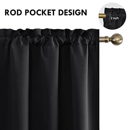 DWCN Blackout Curtains for Bedroom Living Room 38 x 54 Inch Long Black | 2 Panels Set, Room Darkening, Thermal Insulated, Light Blocking, Rod Pocket Drapes, Noise Reducing Window Treatments - color: Black, size: 38"W x 54"L (Pack of 2)
