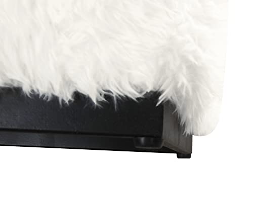 HomePop 16" Cube Ottoman - White Faux Fur - color: White Faux Fur