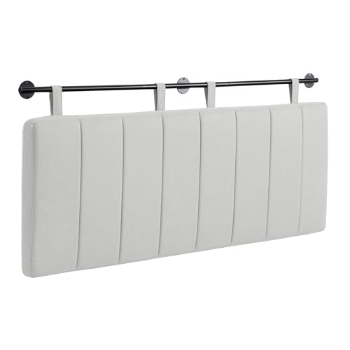 King Headboard Only, Wall Mounted Hanging Upholstered Bed Head Board | Modern Vertical Channel Design of Fine Linen, Elegant Light Yellow Fluted Headboard for Bedroom (Light Yellow, King Size ) - color: Linen/Light Yellow, size: King