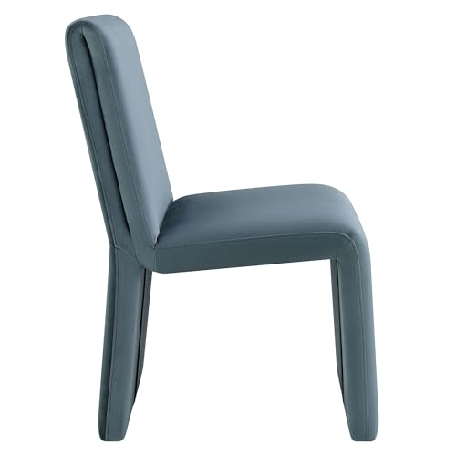 Modway Emory Upholstered Dining Side Chair in Cadet Blue - Single Armless Slipper Chair - Padded Performance Velvet Accent for Dining Room, Kitchen - color: Cadet Blue