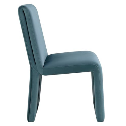 Modway Emory Upholstered Dining Side Chair in Cadet Blue - Single Armless Slipper Chair - Padded Performance Velvet Accent for Dining Room, Kitchen - color: Cadet Blue