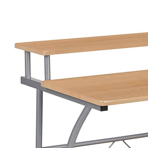 Flash Furniture Clifton Maple Computer Desk with Top and Lower Storage Shelves 28 Inch - color: Maple, size: 28 Inch