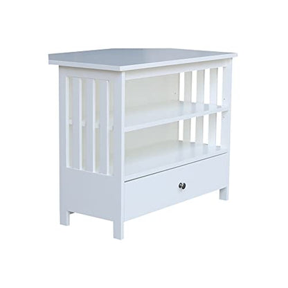 IC INTERNATIONAL CONCEPTS Solid Wood TV Stand with Shelves and Drawer in White - 28.9" Height - color: White