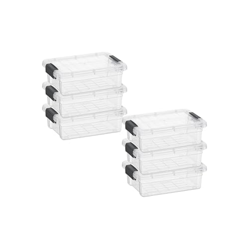 Superio Mini Storage Container Plastic Crayon Box Art Supplies and Sewing Case Stackable Clear Small Organizer for Beads, Stationery, Chalk, and Food, 0.7 Quart, 6 Pack - size: 0.7 Quarts, style: 6 Pack