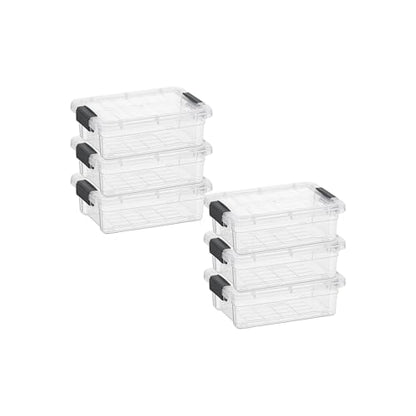 Superio Mini Storage Container Plastic Crayon Box Art Supplies and Sewing Case Stackable Clear Small Organizer for Beads, Stationery, Chalk, and Food, 0.7 Quart, 6 Pack - size: 0.7 Quarts, style: 6 Pack