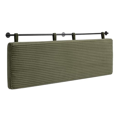 Queen Headboard Only, Wall Mounted Hanging Upholstered Bed Head Board | Modern Vertical Channel Design of Fine Flannel, Elegant Green Fluted Headboard for Bedroom (Green, Queen Size ) - color: Flannel/Green, size: Queen