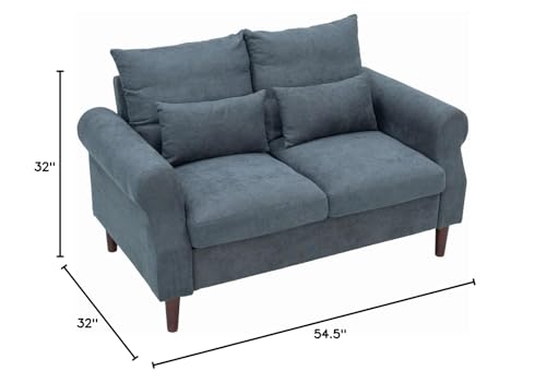 Panana 2 Seater Sofa,Modern Design Rolled Armrest Upholstered Gray Linen Fabric Love Seat Couch,150 x 80 x 80 cm (Gray, 2 Seater) - color: Gray Linen Fabric, size: 2 seater