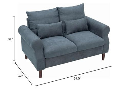 Panana 2 Seater Sofa,Modern Design Rolled Armrest Upholstered Gray Linen Fabric Love Seat Couch,150 x 80 x 80 cm (Gray, 2 Seater) - color: Gray Linen Fabric, size: 2 seater