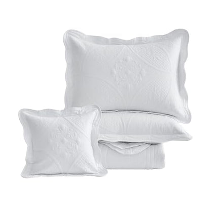 DaisyHuang Bedspread - Full Size Bedding Cover - Modern & Contemporary Coverlet Set, Real Stitching, Reversible, Lightweight, 5 Piece, White - color: White, size: Full(96"x110")