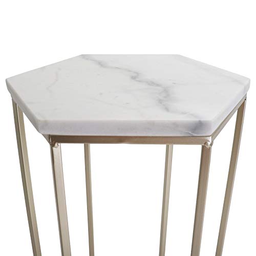Nested Metal Side Tables - Set of 2 for Living Room & Bedroom (Gold) - color: Hexagon - Gold