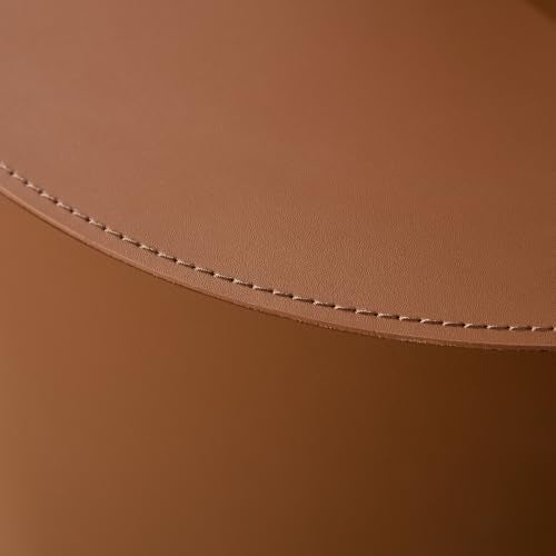Round Nesting Coffee Table Set of 2 for Living Room, Brown | Saddle Leather Side Tables, 19 in. and 15 in. Accent and End Tables, Wood Frame, 200 lbs Capacity, Bedroom Home Office - color: 19.1" Round Brown