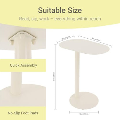 Modern C-Shaped End Table, Small Sofa Side Table Metal Side Table for Couch and Bed Snack Table Tray Table for Living Room Bedroom - color: Cream White