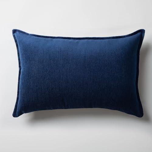 Woven Jacquard Throw Pillow Cover, Pack of 1 Textured Velved Decorative Cushion Covers for Sofas, Couches, Home Décor, Fade Resistant Pillow for Sofa & Couch, Eliza, Navy, 16x24 Inch - color: Navy, size: 24" x 16" (Pack of 1)