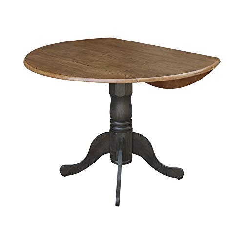 International Concepts 42 Inch Dual Drop Leaf Dining Height Table, Hickory/Washed Coal. - color: Hickory/Washed Coal
