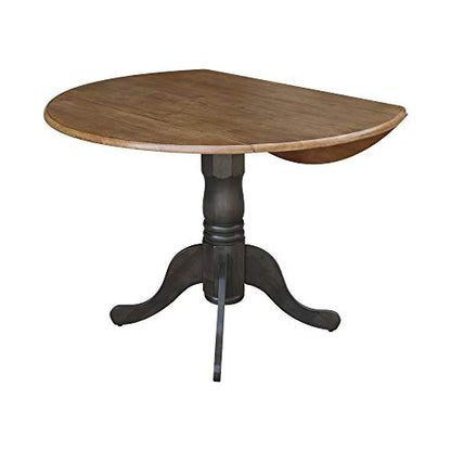 International Concepts 42 Inch Dual Drop Leaf Dining Height Table, Hickory/Washed Coal. - color: Hickory/Washed Coal