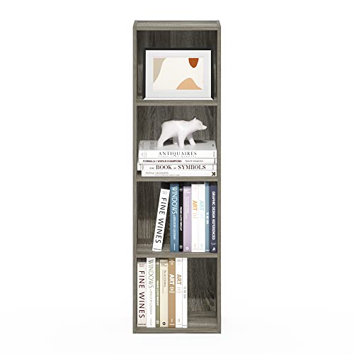 Furinno PASIR Book Shelf, 4-Tier Modern Bookshelf, Open Shelves Bookcase 9 x 12 x 42, Easy Assembly, for Living Room, Bedroom, Home Office, French Oak - color: French Oak, size: 4-Tier Cube